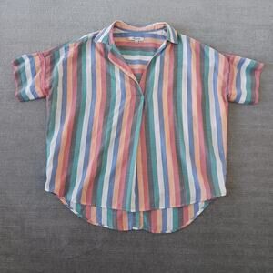 Madewell Courier Button-Back Cotton Shirt S Festival Stripe Rainbow Relaxed